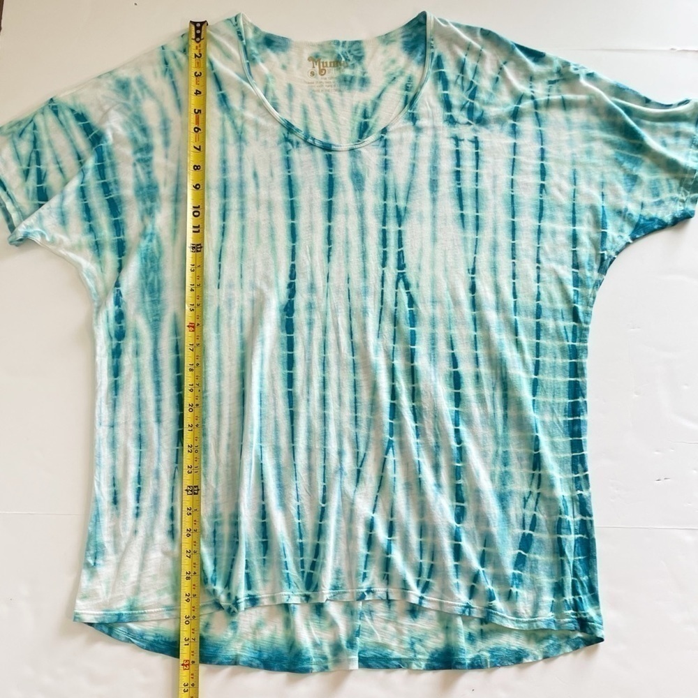 Mumu Mellow Blue Turquoise Tie Dye Short Sleeve Cover Top Shirt Size Small - Picture 7 of 8